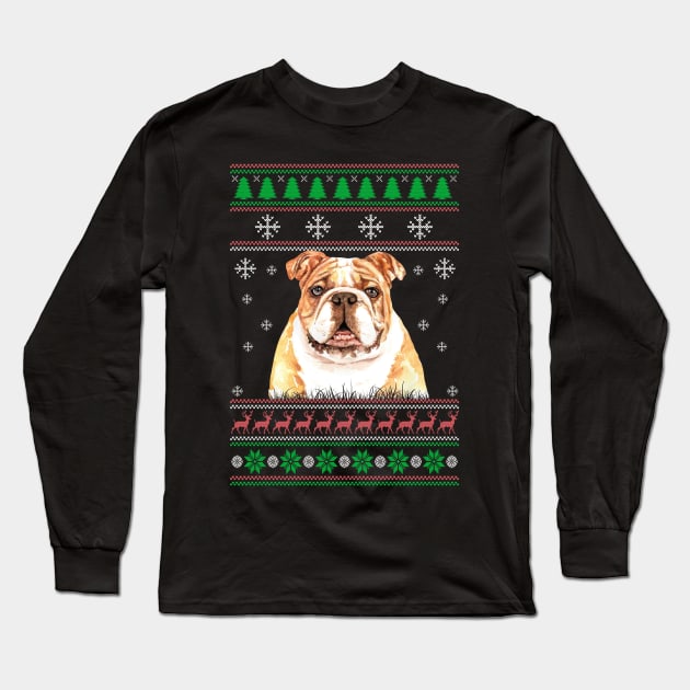 Cute Bulldog Lover Ugly Christmas Sweater For Women And Men Funny Gifts Long Sleeve T-Shirt by uglygiftideas